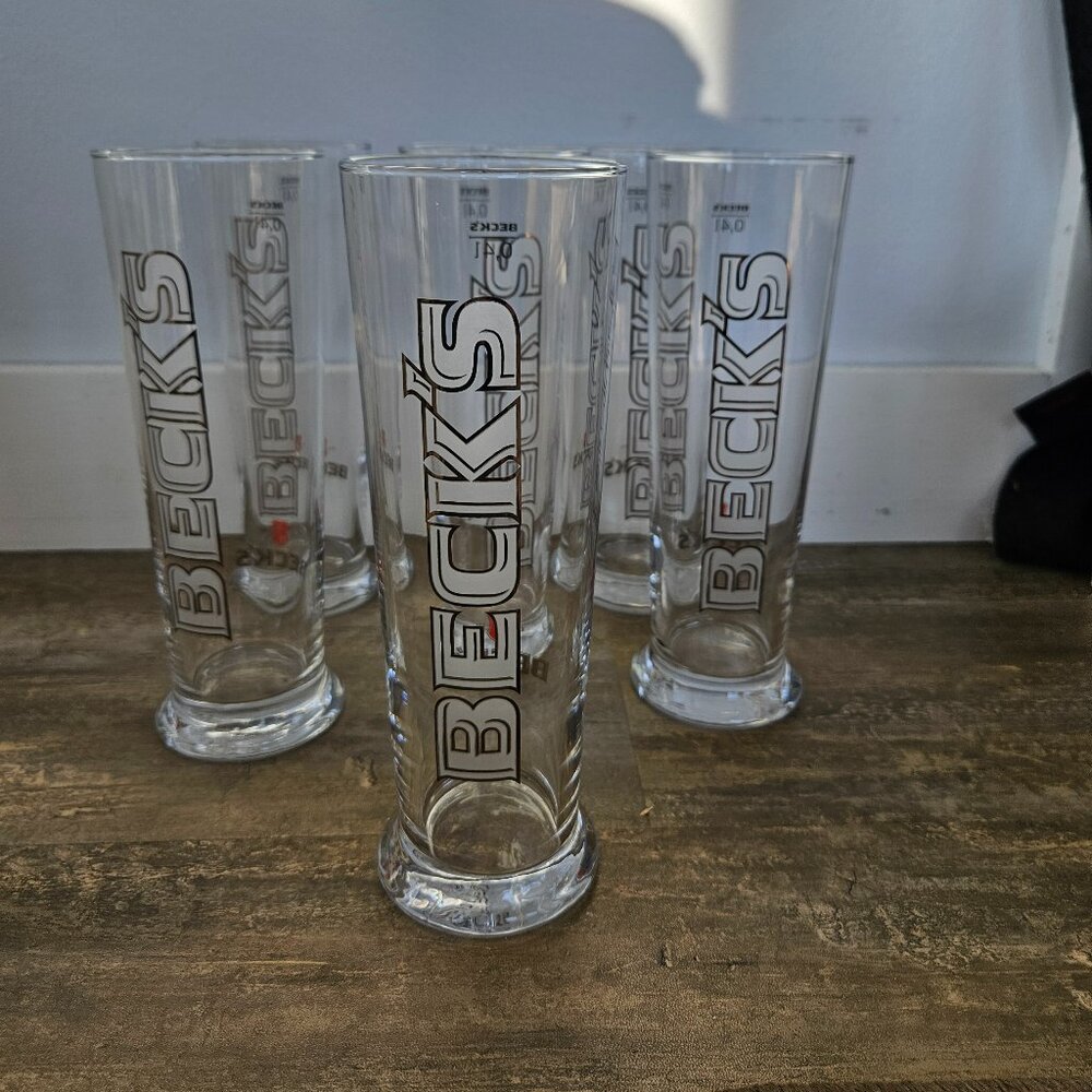 Vintage 'Beck's' 16 oz. Pilsner Glasses, Set of 6, Excellent Condition!
